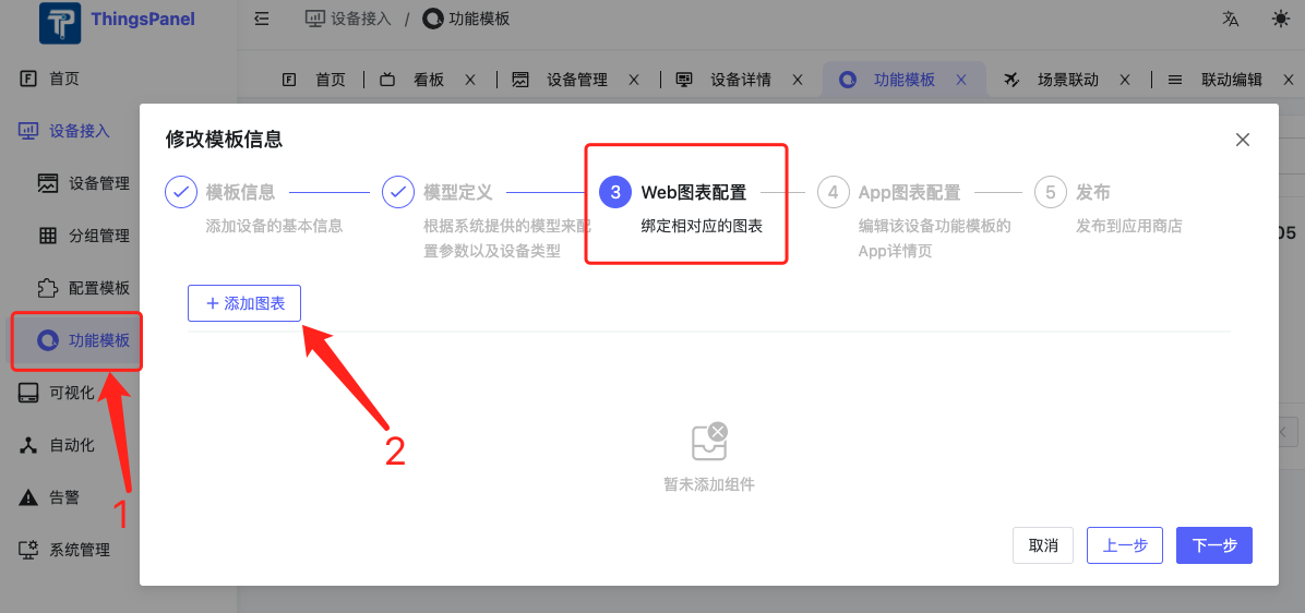 看板卡片用在设备模型的Web图表配置